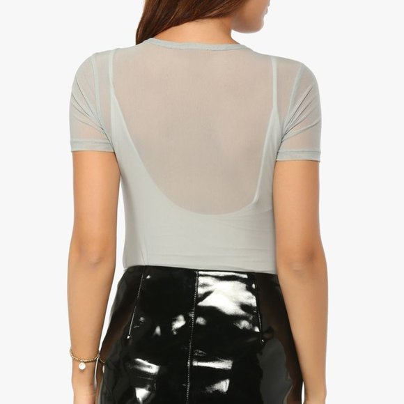 Forever 21 Light Gray Mesh Sheer Bodysuit - Picture 6 of 6